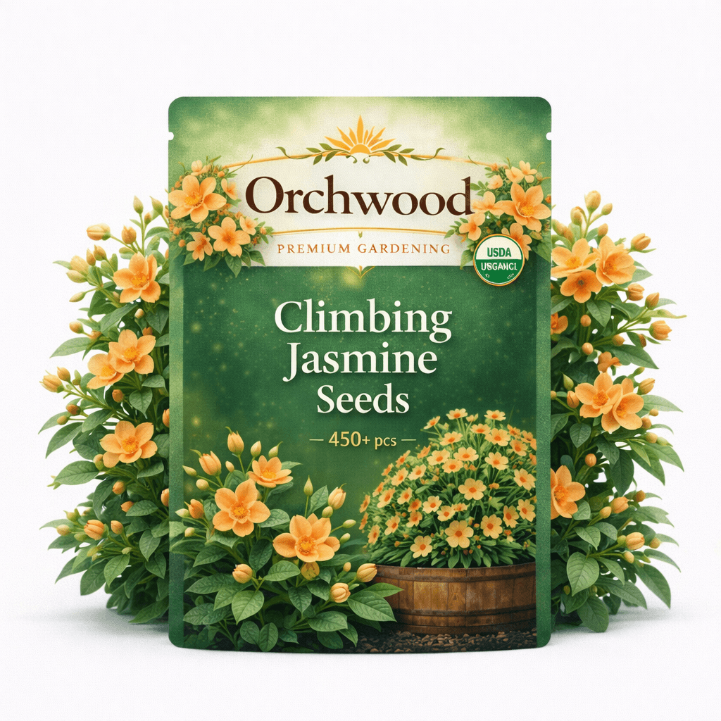 Orange Climbing Jasmine seed packet