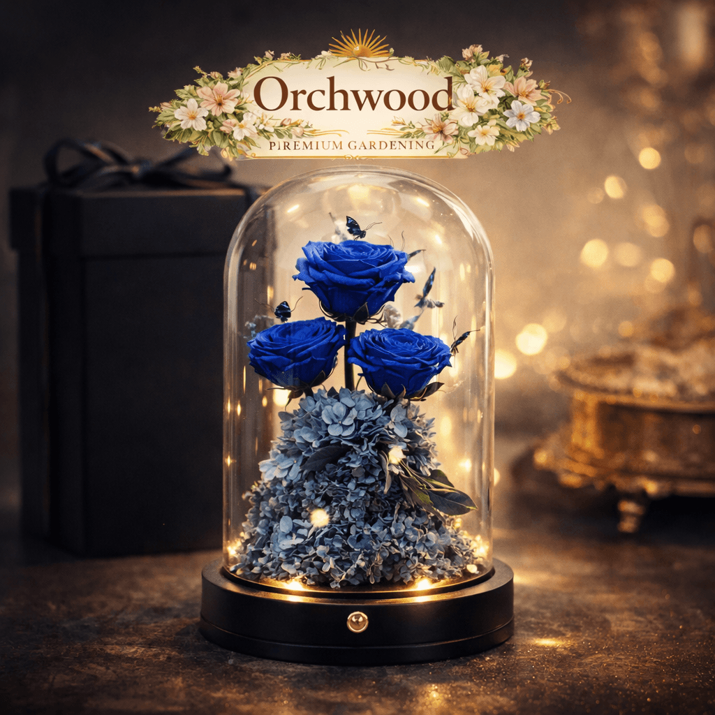 Royal Blue Preserved Rose LED Dome